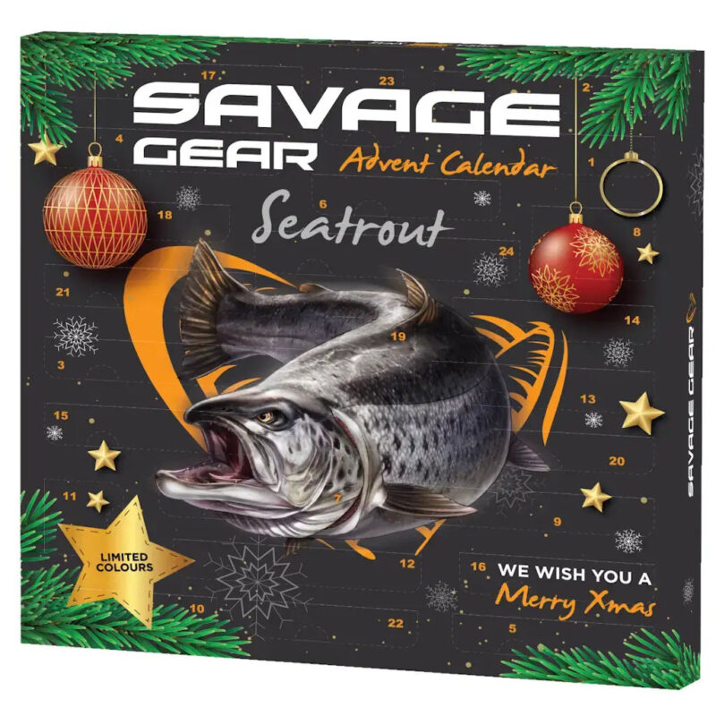 Savage Gear Julekalender 2026 Sjøørret - forside med 24 luker